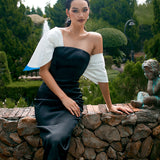 THESSALY FITTED ASYMMETRIC SLEEVE MIDI B68D23S