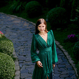 DOMINIQUE V NECK LONG SLEEVE MAXI BL66D22L