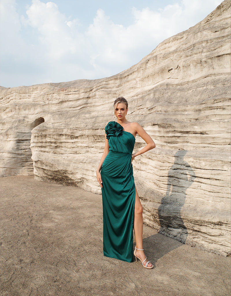 VACATION ASYMMETRIC GOWN B65D26L - Emerald 6 / Emerald | Bariano VACATION ASYMMETRIC GOWN B65D26L - Emerald 6 / Emerald | Bariano