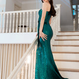 ISOBEL ONE SHOULDER CUT OUT GOWN WITH TRAIN B58AD09LT