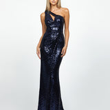 ISOBEL ONE SHOULDER CUT OUT GOWN WITH TRAIN B58AD09LT
