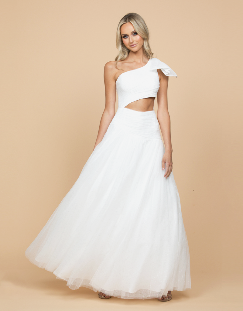 One shoulder a line cheap gown