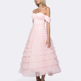 THEODORA OFF SHOULDER TEA LENGTH MIDI B64D16S