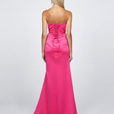SAMPLE CITY PLEATED HIGH SPLIT GOWN SAMPLE B68D25L
