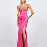 SAMPLE CITY PLEATED HIGH SPLIT GOWN SAMPLE B68D25L