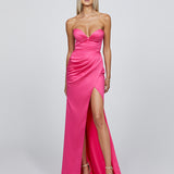 SAMPLE CITY PLEATED HIGH SPLIT GOWN SAMPLE B68D25L