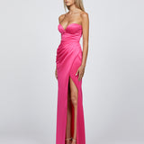 SAMPLE CITY PLEATED HIGH SPLIT GOWN SAMPLE B68D25L