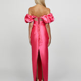 SAMPLE SAIGE PUFF SLEEVES COLUMN GOWN SAMPLE B69D37L