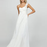 JUDITH ONE SHOULDER ROSETTE GOWN SAMPLE B69D38L