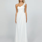 JUDITH ONE SHOULDER ROSETTE GOWN SAMPLE B69D38L