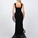 ALEXIS RUFFLE FISHTAIL HI LO GOWN B71D12HL