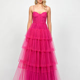KIANA PLEATED TIERED BALL GOWN B73D09L