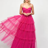 KIANA PLEATED TIERED BALL GOWN B73D09L