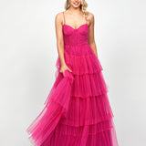 KIANA PLEATED TIERED BALL GOWN B73D09L