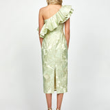 MELINA ONE SHOULDER FRILL MIDI B73D28S