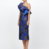 MELINA ONE SHOULDER FRILL MIDI B73D28S