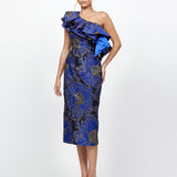 MELINA ONE SHOULDER FRILL MIDI B73D28S