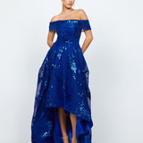JAMIE OFF SHOULDER HI LO GOWN B74D21HL