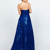 KENDRA RUFFLE STRAPLESS BALL GOWN B74D23L