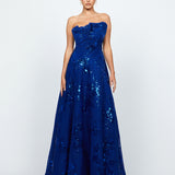 KENDRA RUFFLE STRAPLESS BALL GOWN B74D23L