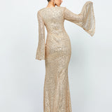 HANA BELL SLEEVE SEQUIN GOWN B74D25L