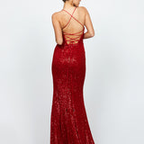 KIMBERLY STRAPPY SEQUIN GOWN B74D26L