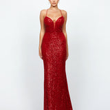 KIMBERLY STRAPPY SEQUIN GOWN B74D26L