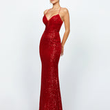 KIMBERLY STRAPPY SEQUIN GOWN B74D26L