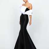 EMELY ONE SHOULDER RUFFLE GOWN B74D35L