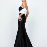 EMELY ONE SHOULDER RUFFLE GOWN B74D35L