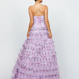 HARMONI STRAPLESS TIERED BALL GOWN B74D55L
