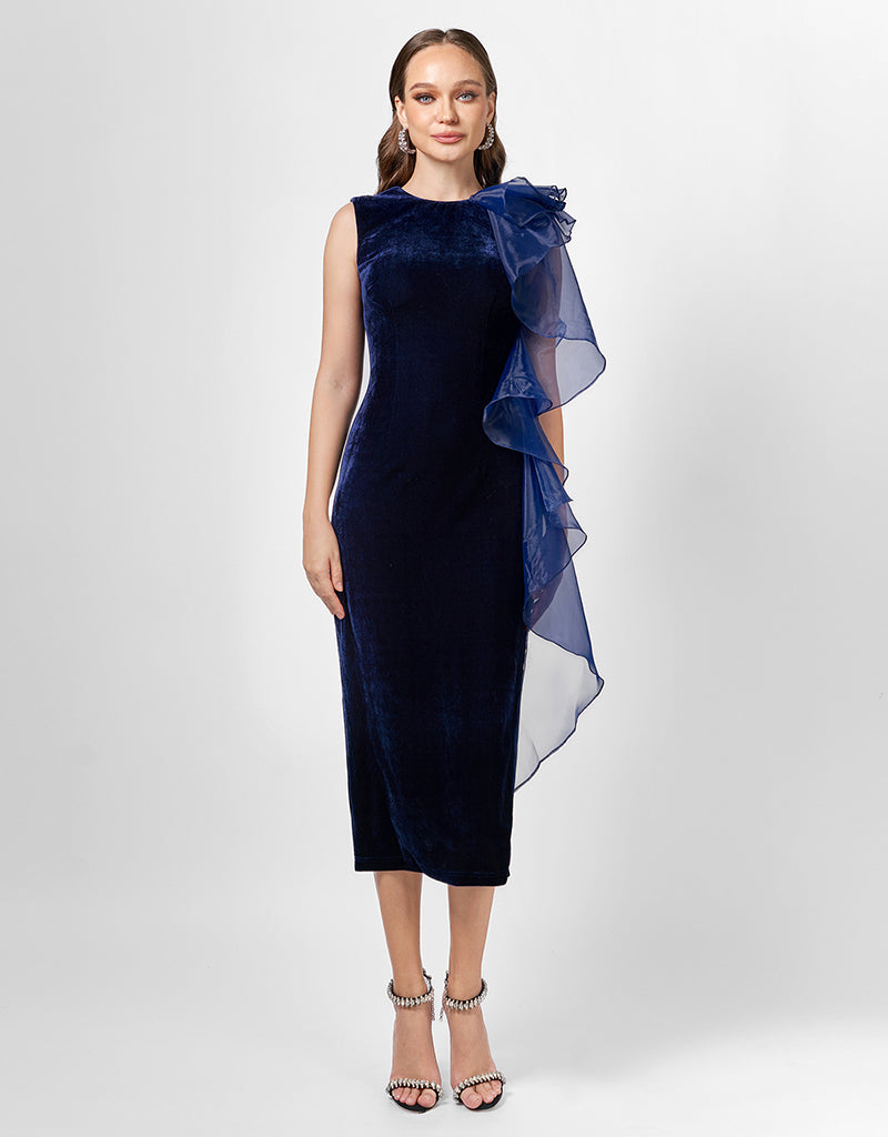 CHARLIE CASCADING RUFFLE MIDI B75D07S