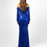 ZOYA LONG SLEEVE SEQUIN GOWN B75D18L