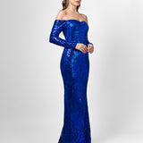ZOYA LONG SLEEVE SEQUIN GOWN B75D18L