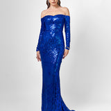 ZOYA LONG SLEEVE SEQUIN GOWN B75D18L