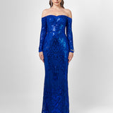 ZOYA LONG SLEEVE SEQUIN GOWN B75D18L