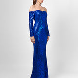 ZOYA LONG SLEEVE SEQUIN GOWN B75D18L