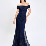 ALIANNA OFF SHOULDER GLITTER GOWN B75D88L