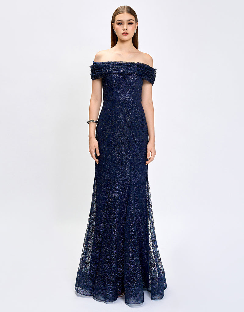 ALIANNA OFF SHOULDER GLITTER GOWN B75D88L