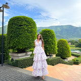 VIOLETA TIERED PRINT GOWN B76D44L