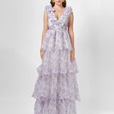 VIOLETA TIERED PRINT GOWN B76D44L