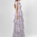 VIOLETA TIERED PRINT GOWN B76D44L