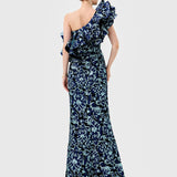LETTY ONE SHOULDER RUFFLE GOWN B77D45L