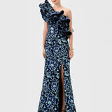 LETTY ONE SHOULDER RUFFLE GOWN B77D45L