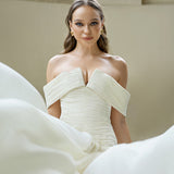 KEECIA OFF SHOULDER CHIFFON GOWN B77D74L