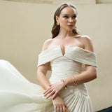 KEECIA OFF SHOULDER CHIFFON GOWN B77D74L