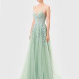 JACLYN LACE APPLIQUE GOWN B81D30L