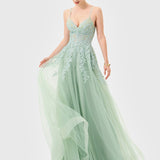 JACLYN LACE APPLIQUE GOWN B81D30L