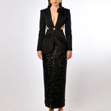 PHELOMENA SEQUIN COLUMN MAXI SKIRT SAMPLE BL70B66S