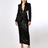 PHELOMENA SEQUIN COLUMN MAXI SKIRT SAMPLE BL70B66S